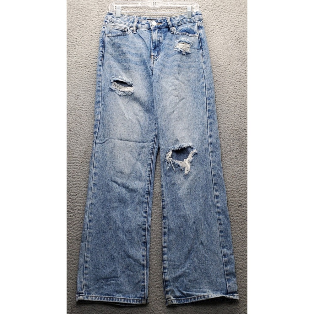 Prosperity Straight Jeans Womens 5/27 Blue Denim Distressed Medium Wash 5-Pocket